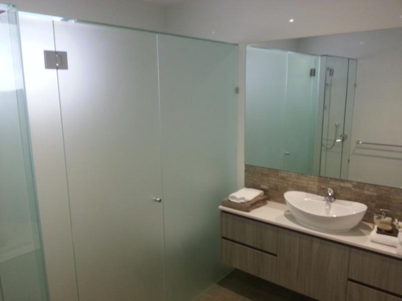 Frameless Acid etched showerscreen