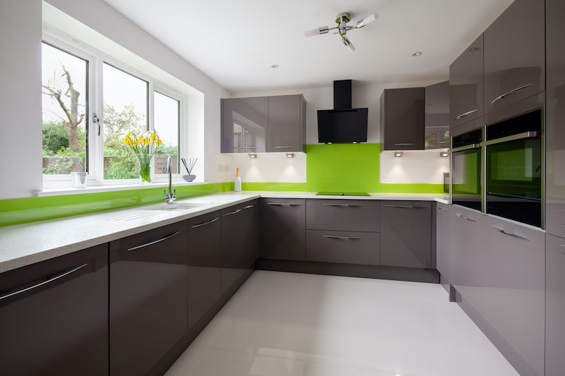 Green glass splashback Gold Coast