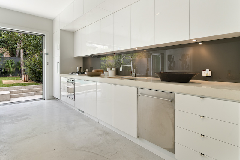 Modern coloured glass splashback Gold Coast