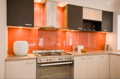 Orange painted glass splashback Runaway Bay