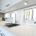 White glass splashback kitchen Gold Coast